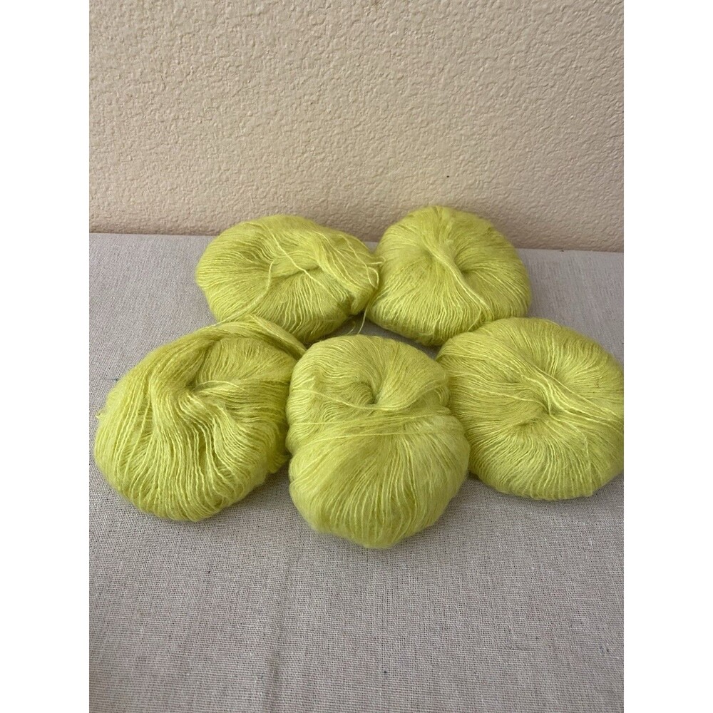 5 Skeins Mohair Yarn Yellow 120g Total #665